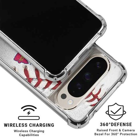 MLB Atlanta Braves Game Ball Pixel 9/9 Pro Clear Case